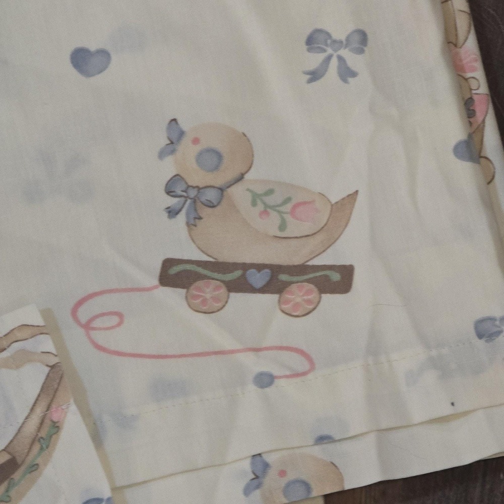 2 Rocking Horse Vtg Toys Nursery Baby Room Handmade Curtains Valance Cottagecore - Picture 4 of 8